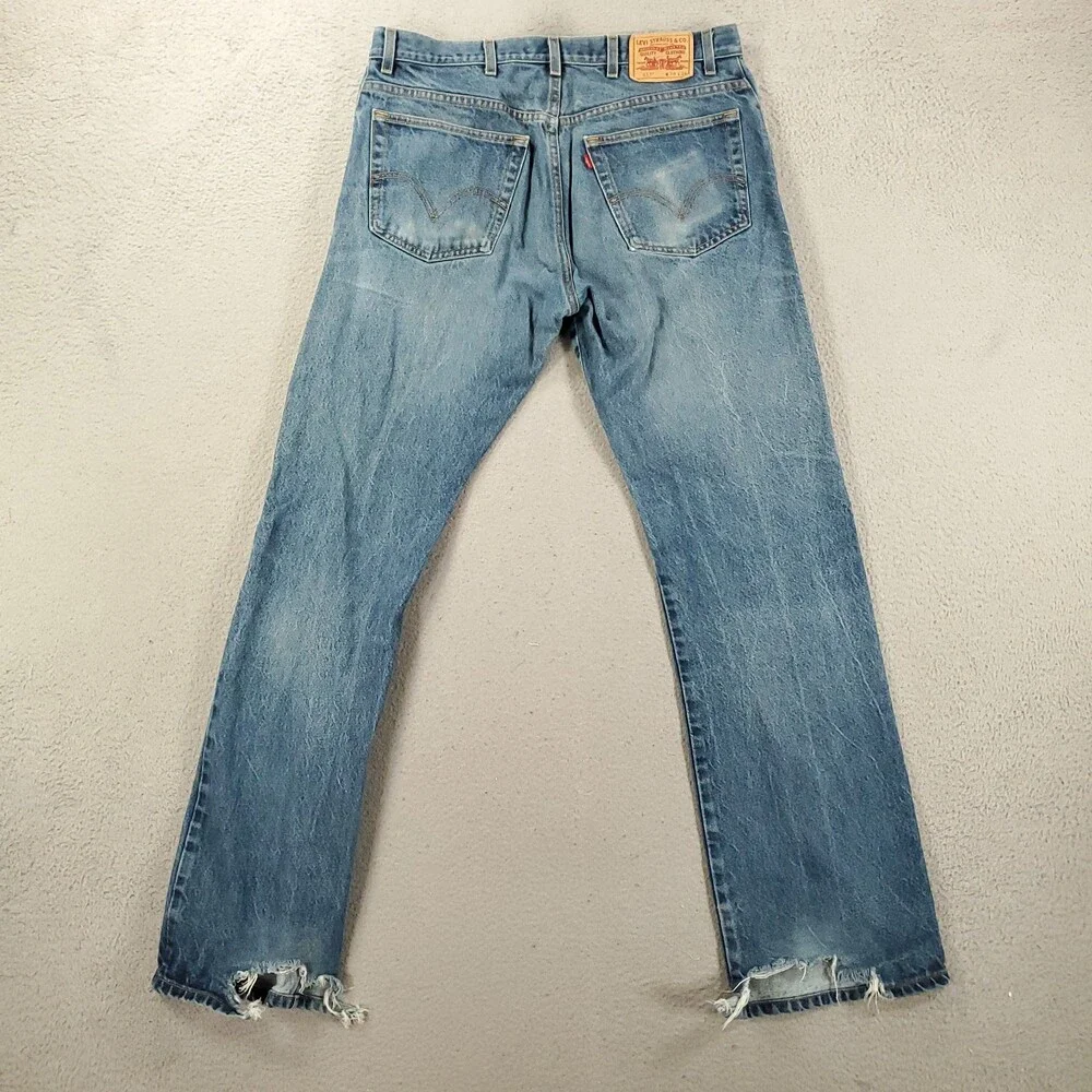 Levis 517 Jeans Mens 38x36 Distressed Medium Wash Denim Blue Boot Cut Y2K